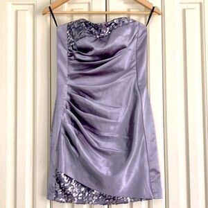 Vintage Jessica McClintock Gunne Sax‎ Strapless Satin Sequins Mini Dress 5
